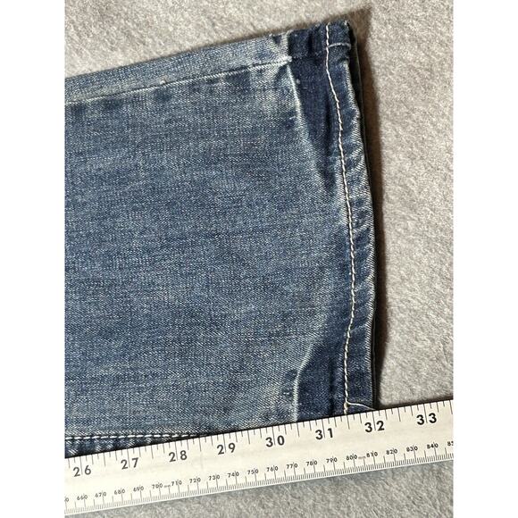 T.K. Axel Jeans Mens W32 L32 Wolcott Boot Cut Distressed Ripped Blue Denim - Picture 6 of 16